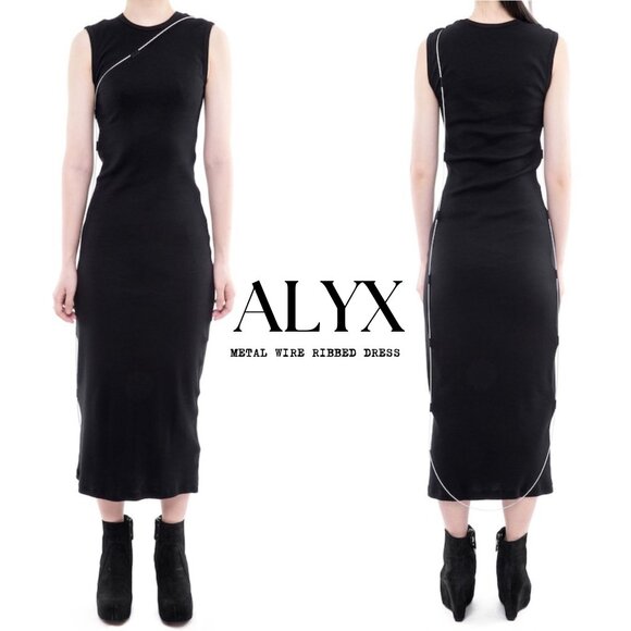 1017 ALYX 9SM Dresses & Skirts - ALYX black  ribbed metal wired design dress